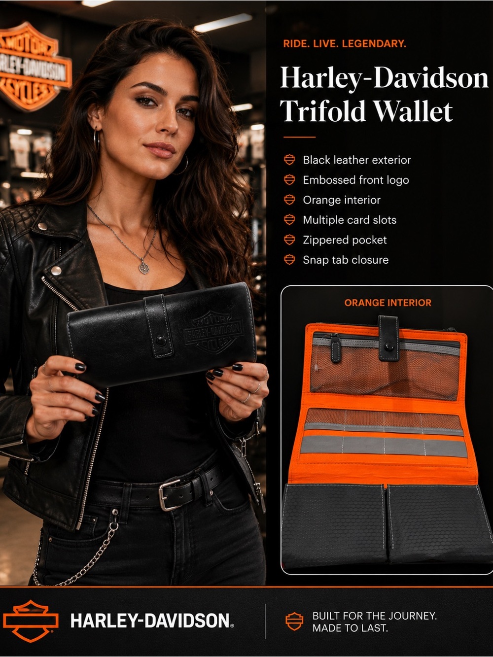 Harley Davidson Trifold Wallet